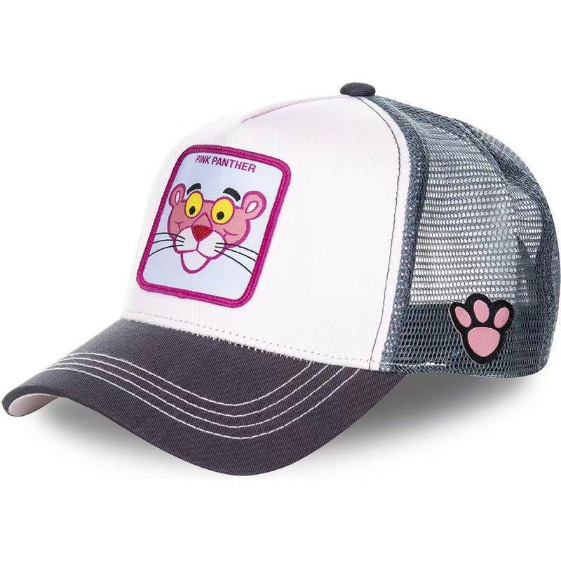 Pink Panther Baseball Cap With Embroidered Animal Motifs For Streetwear Fans
