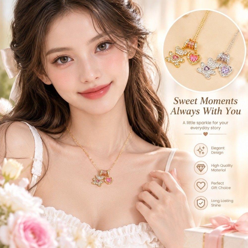 Heart Shaped Pendant Necklace Adjustable Choker Necklace Durable Collarbone Chain Daily Wear