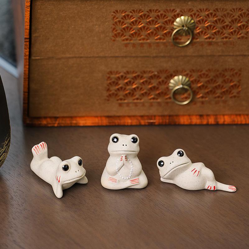 Ceramic Little Frog Decoration Ceramic Lotus Leaf Tea Ceremony Accessories Tea Table Fun Decoration Tea Room Decoration