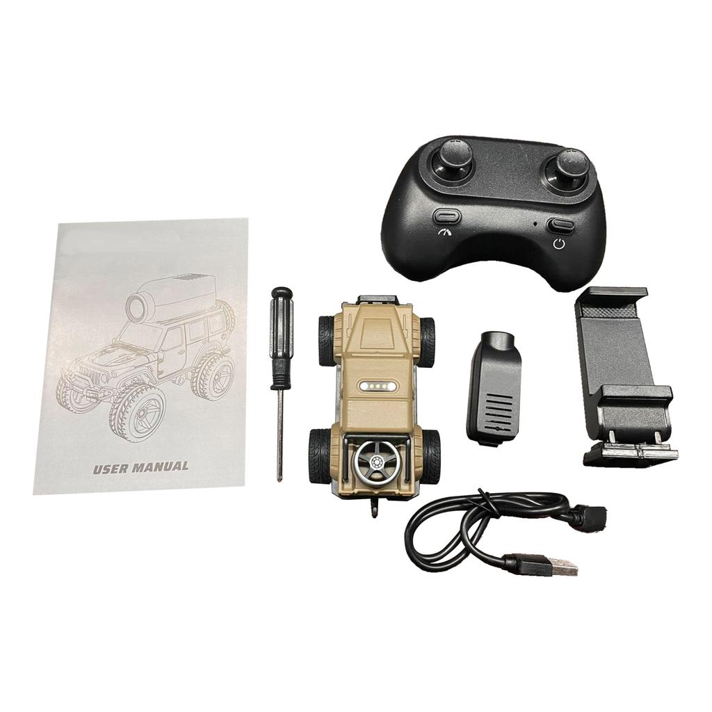 1:64 Alloy RC Crawler Car with 480P Camera, WiFi APP Control, Gravity Sensing, Auto Demo, Control, Lights, Photo/Video, 2.4GHz Remote Cont