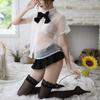 Sexy Clothes Pure Desire Bow Short Skirt School Girl Uniform Free Cute College Style Sailor Suit Transparent Suit