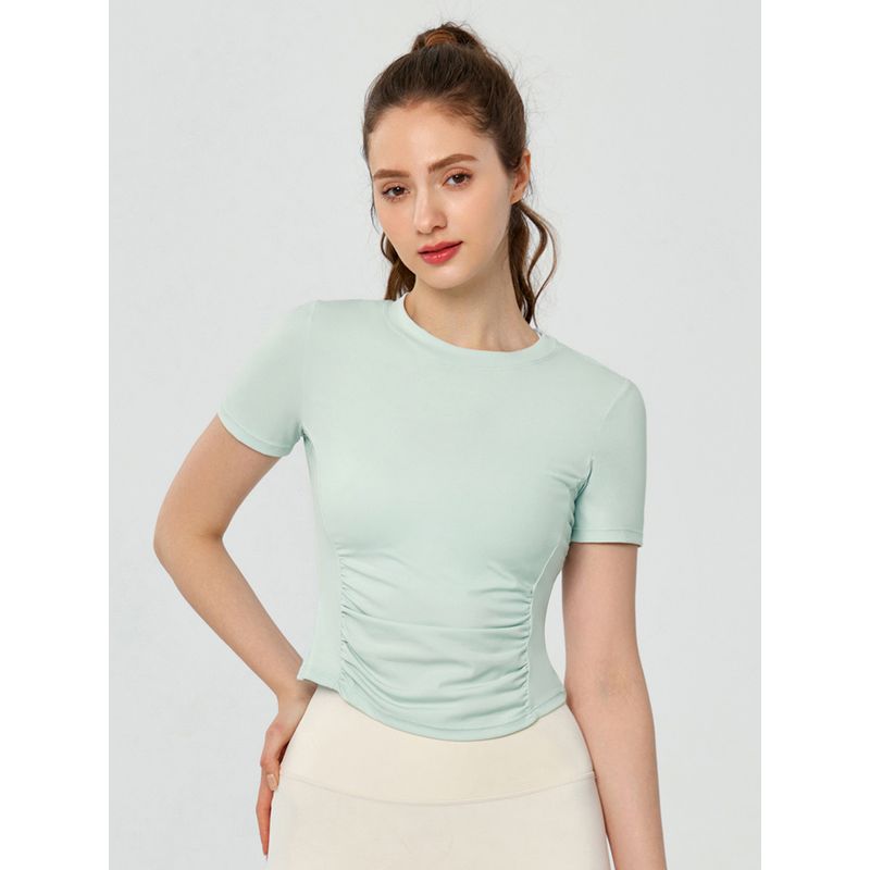 Original Yoga Clothes Top Women's Short Sleeve Waist Hugging Slimming Tight Sports T-shirt Quick-Drying Pilates Workout Clothes Thin