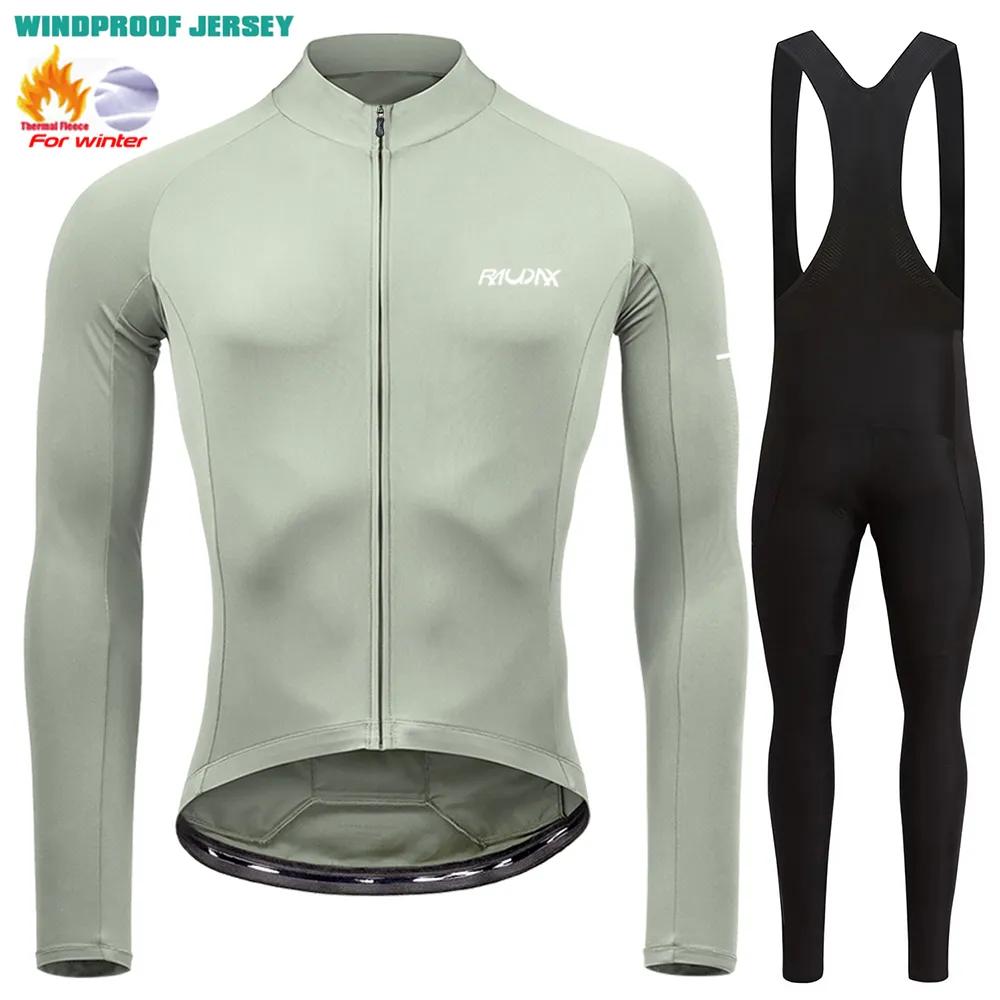 RAUDAX 2024 Man's Winter Cycling Clothing Long Sleeves Thermal Fleece Cycling Jersey Set Outdoor Keep Warm Road Bike Sportswear