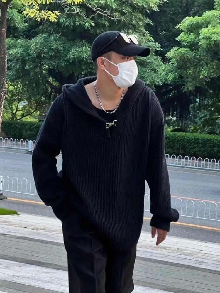 Men's Autumn Hooded Sweater: Trendy, Street Casual Knitwear Jacket