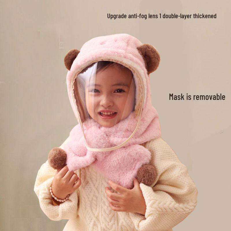 Super Cute One-Piece Baby Hat and Scarf: Thick, Plus Velvet for Boys and Girls - Autumn/Winter