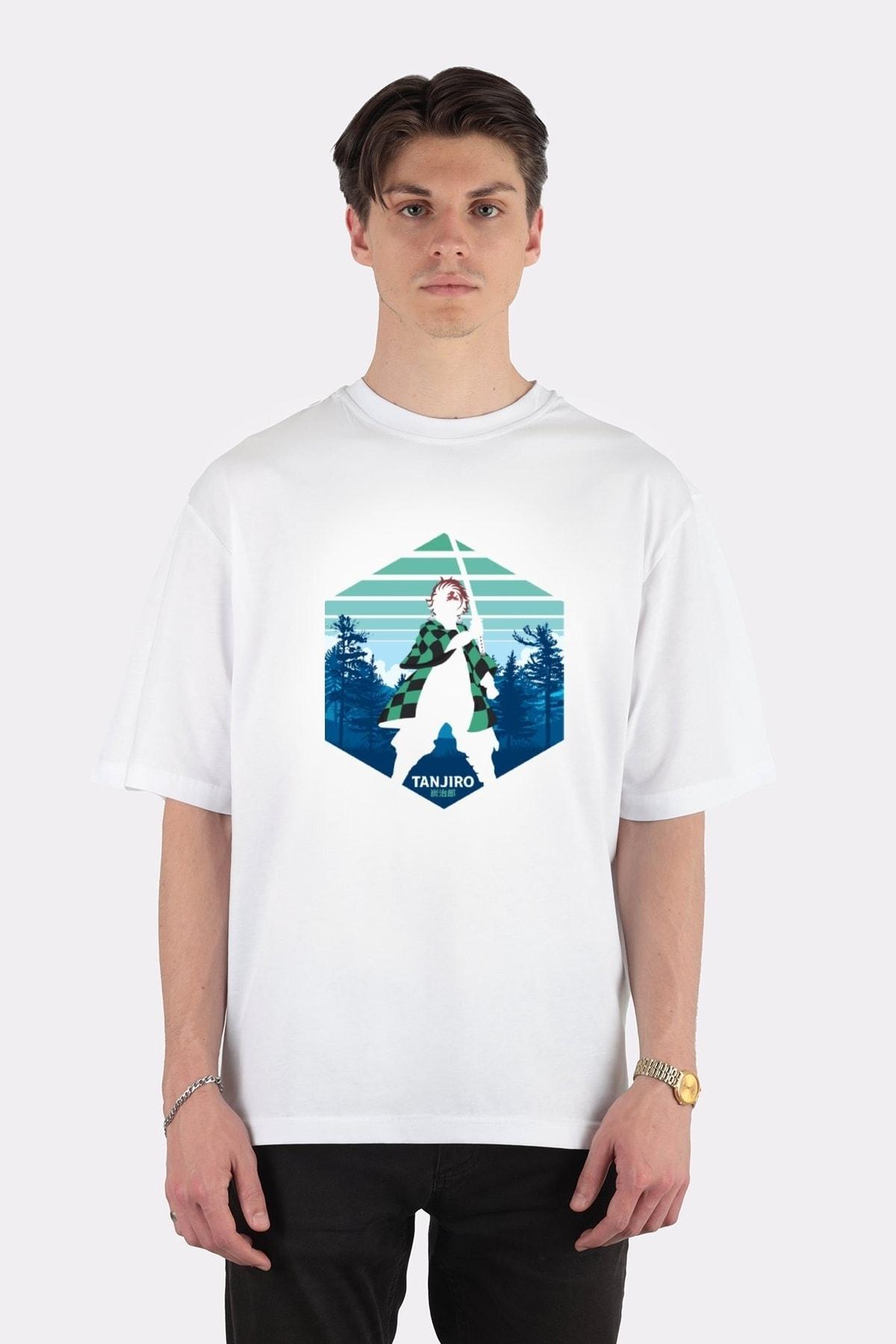 

Unisex White Oversize T-shirt Retro Tanjiro