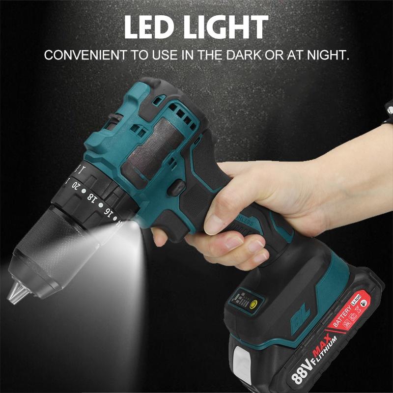 3 IN 1 Mini Electric Screwdriver Brushless Cordless Impact Drill 25+3 Torque Wireless Power Driver With 1/2pcs Li-Ion Battery