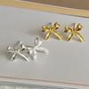 BF CLUB 925 Sterling Silver Earrings For Women Trendy Gold Bow Earring Fine Jewelry Prevent Allergy Party Accessories Gift