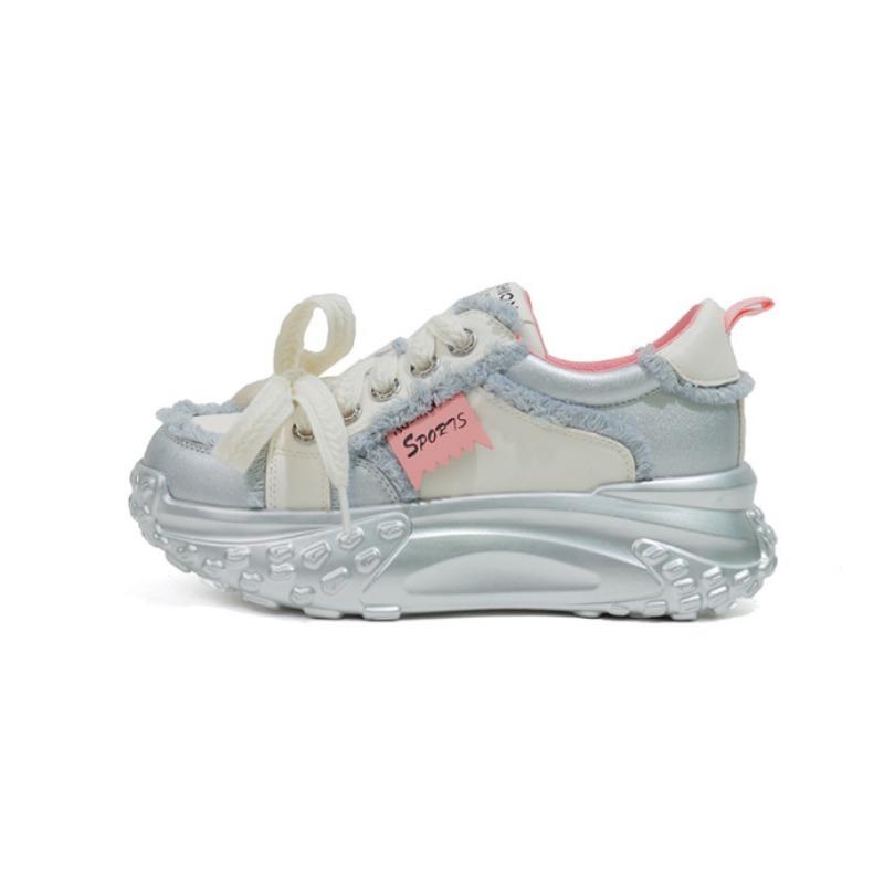 

Color matching canvas dad shoes women s autumn new sports and leisure versatile women s shoes front lace-up white shoes 34