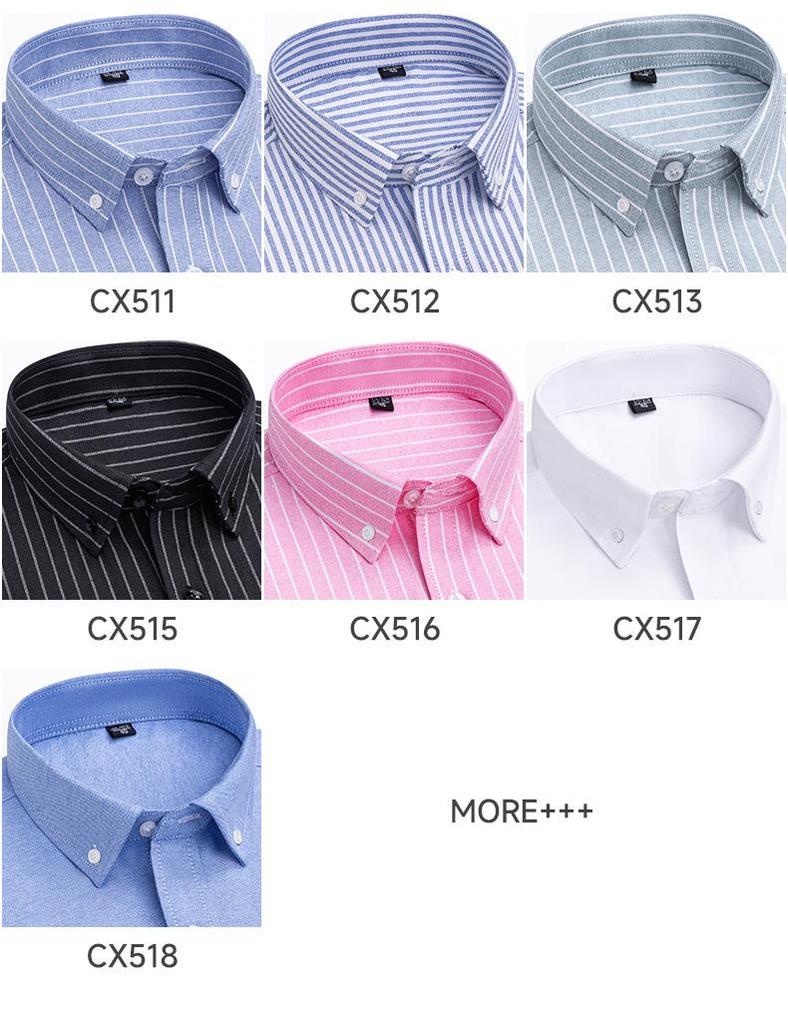 2025 Men's Striped Cotton Oxford Long Sleeve Button-Down Cardigan Shirt, Plus Size Available