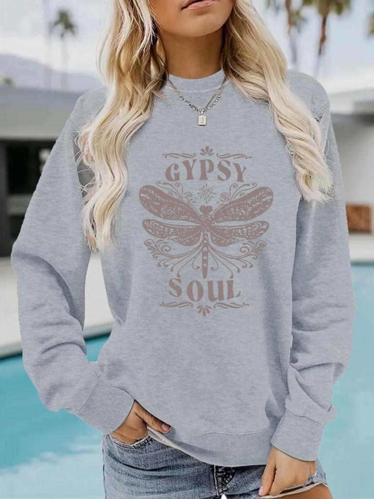 Women's Autumn/Winter Casual Long-sleeve Round Neck 'Gypsy Soul' Sweatshirt Hoodie