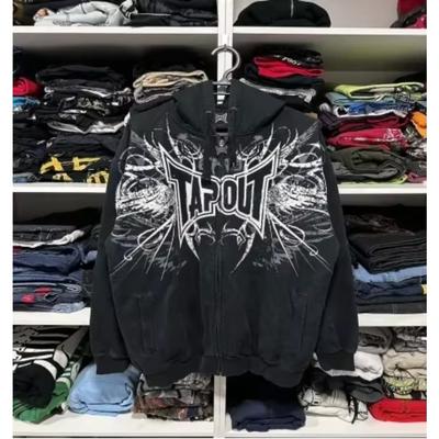 Y2K Cyber Grunge Emo Zip Up Sweatshirts Vintage Graphics Print Kpop Aesthetic Gothic Clothes Clothes