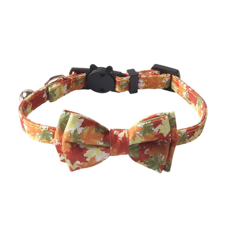 Verstellbares Und Strapazierfähiges Haustierhalsband Ahornblatt- Und Sonnenblumenmuster 1.0*28cm