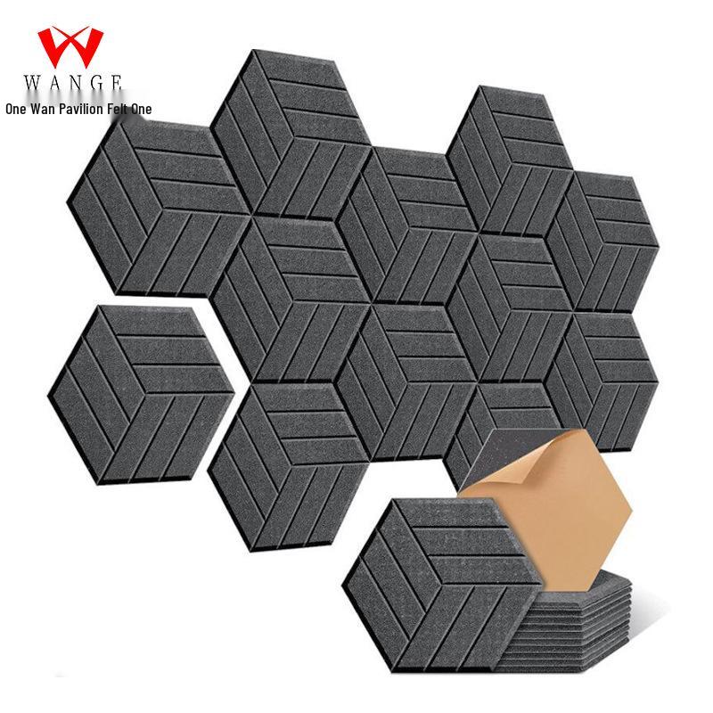 Sexkantiga Ljudabsorberande Paneler i Polyesterfiber - Flamskyddad Brusreducering för Vardagsrum, Sovrum, KTV