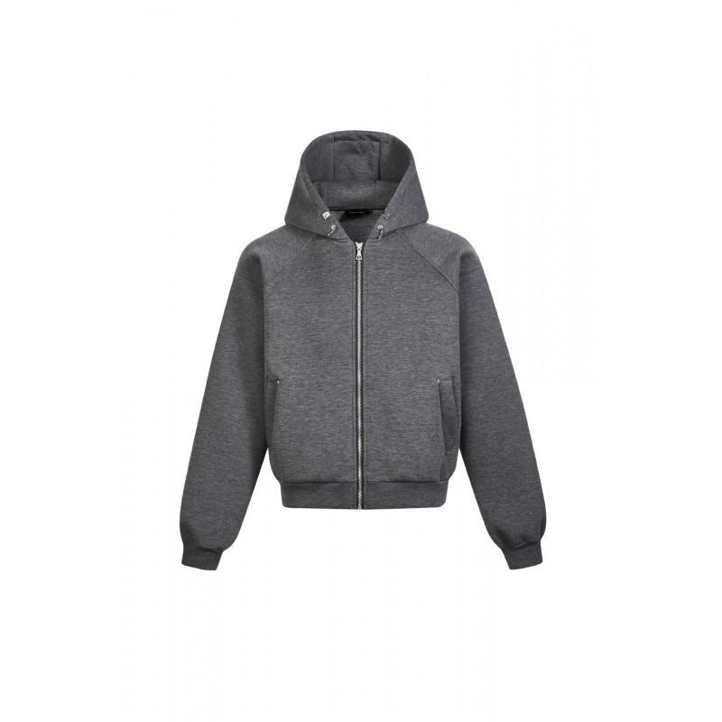 Unisex Oversized Box Fit Hooded Zip-Up Sweatshirt Solid Color Casual Pullover