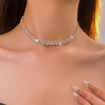 Elegant 2025 Cross-Border Diamond Patchwork Necklace: Chic Versatile Choker for Women