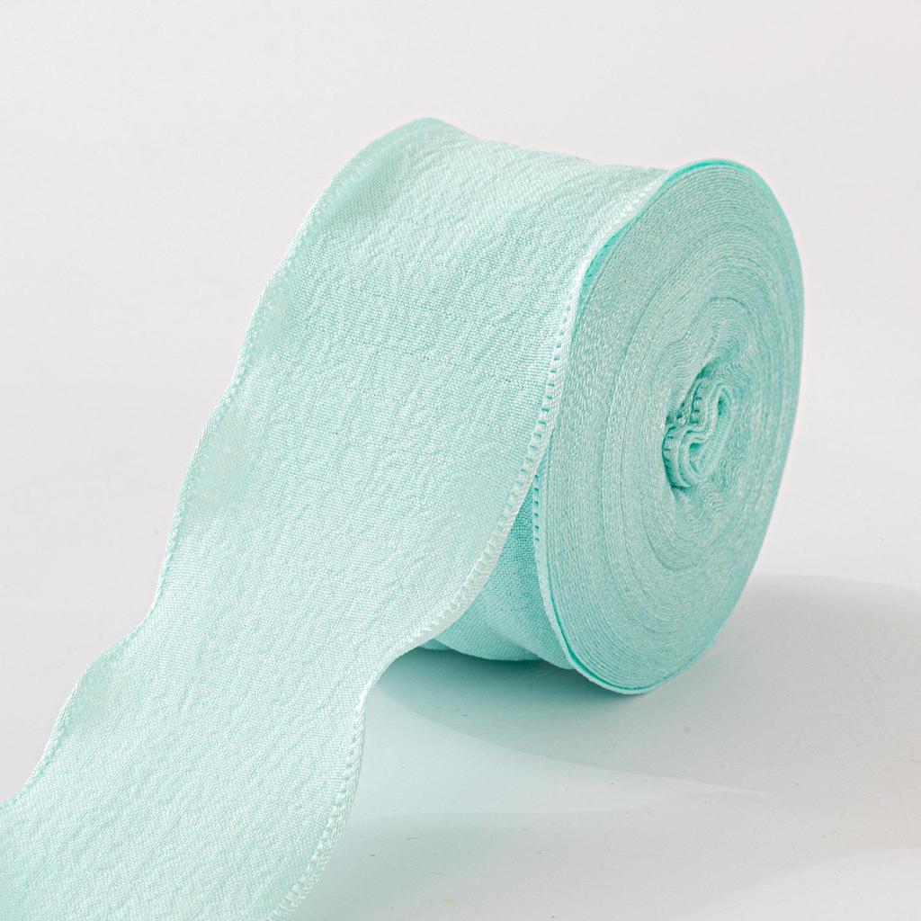 High-Grade Linen Ribbon: 4cm Pleated Elastic Ruffles for Mother's Day Bouquet or Cake Box Packaging.