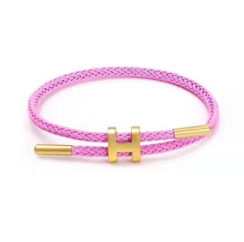 Braided Rope Bracelet Adjustable for Women with Stainless Steel Charms Arm Stacking Jewelry