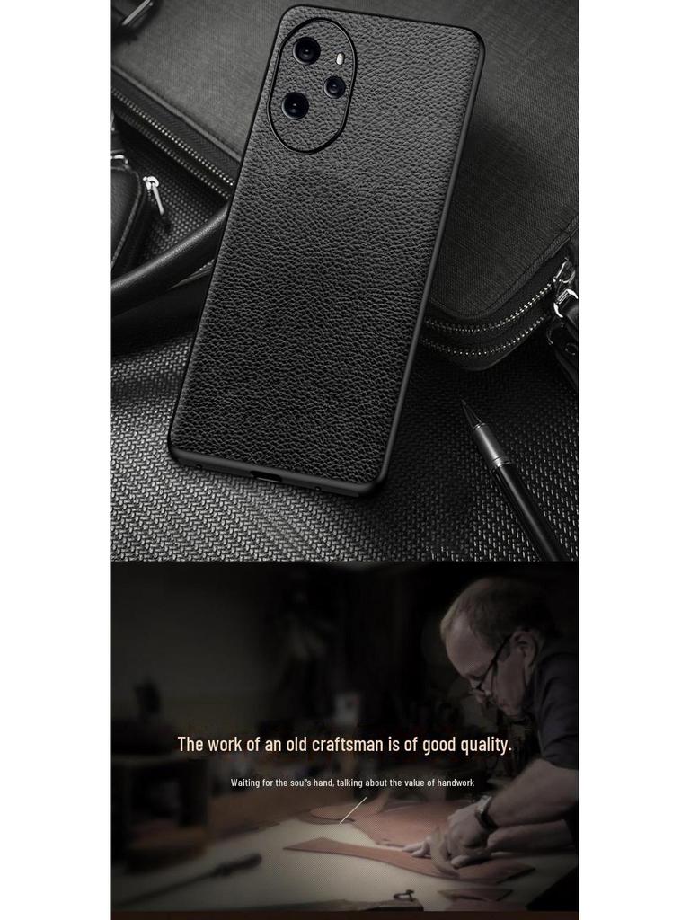 Honor 60/60SE/60Pro Schutzhülle aus echtem Leder mit Litschi-Muster