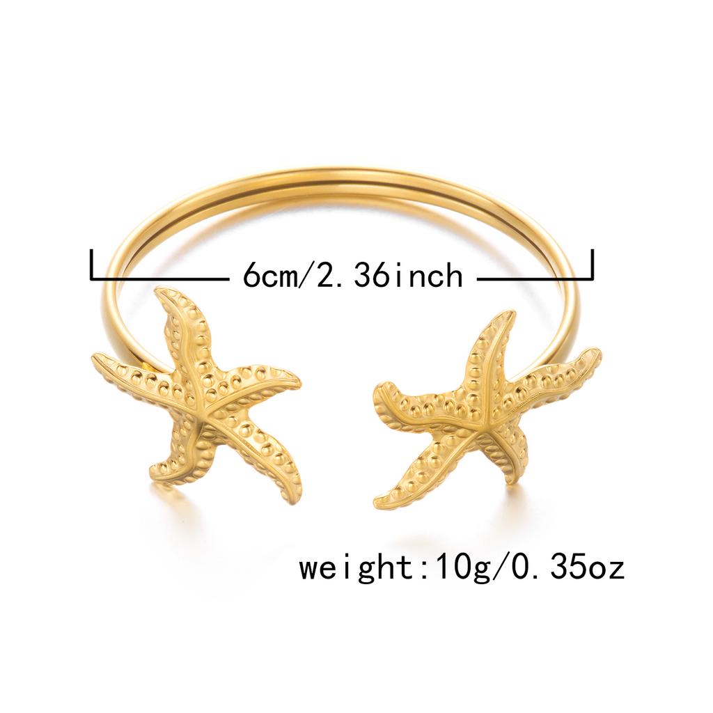 Women's Dainty Spiral Stainless Steel Cuff Bracelets Multilayer Shell Starfish Open Bangle Summer Beach Jewelry Gift