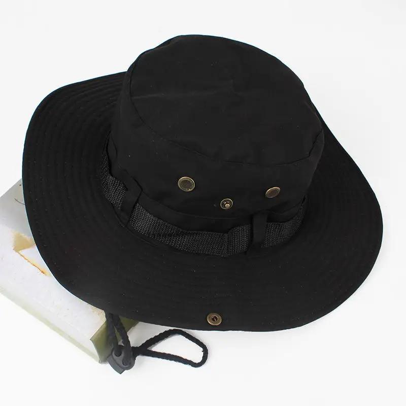 

Солнцезащитные шляпы для мужчин, кепка для рыбалки на открытом воздухе, с широкими полями, защита от ультрафиолета, женская шляпа-ведро, летние походные рыбацкие кепки чёрный
