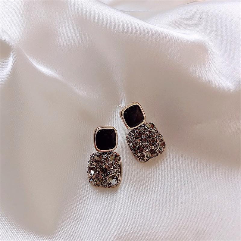 Water Drop Pearl Rhinestone Tassel Earrings
