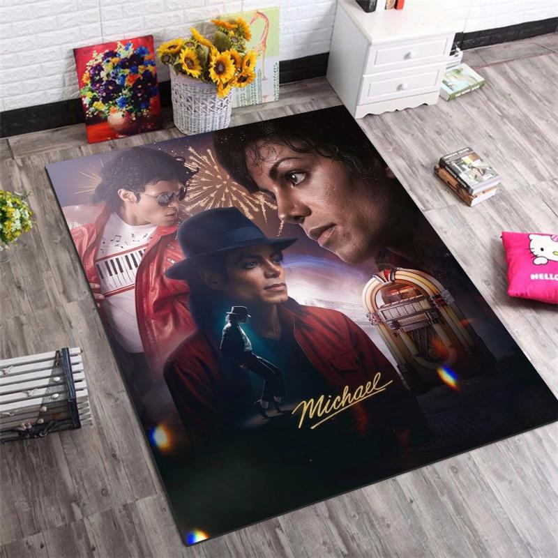 Tappeto Classico con Stampa Collage Ritratto Michael Jackson Tappetino Rettangolare Antiscivolo Decorazione per Camera da Letto Fan di Musica e Gaming