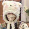 Winter Warm Knitted Hats for Women Cute Cartoon Dog's Ears Cap Fluffy Thicken Warm Beanie Hat To Keep Cold-Proof Hooded Hat