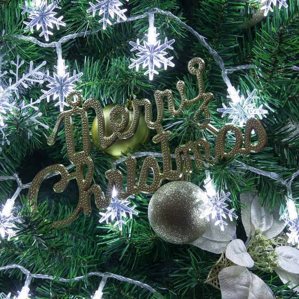 AWQ 100 LED 49 FT Christmas Lights Snowflake String Lights 8 Modes White