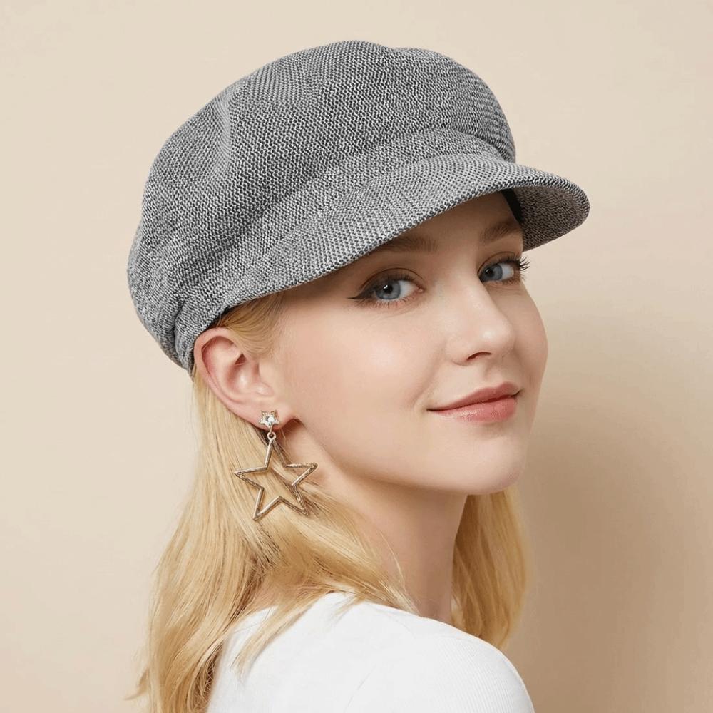 Bonnet Fin en Herbe Couleur Unie Casquette Octogonale Élégante Casquette de Baseball pour Femmes Filles