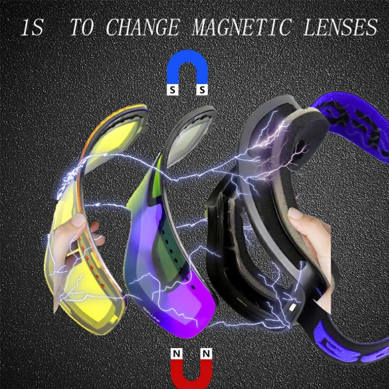 Winter Ski Goggles Adult Double-layer Lens Men Anti-fog Sun Glasses Women UV Protection 400 Snowboard Outdoor Use Wind Resistant Skiing Eyewear