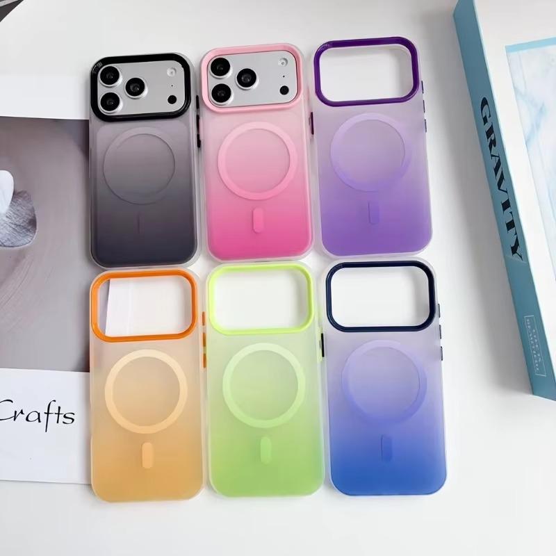 Frosted Gradient Color Magnetic Phone Case For iPhone 18 17 16 15 14 13 Pro Max Plus IMD For Magsafe Shockproof Cover