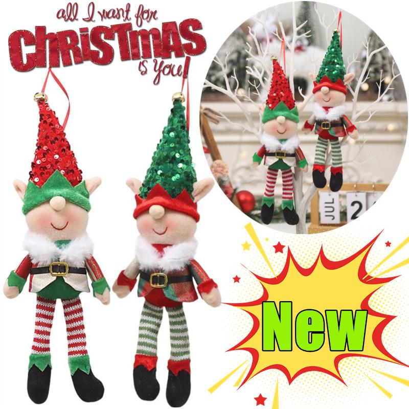 New Christmas Elf Doll Gnomes Plush Decoration Hanging Ornaments Xmas Tree Shop Window Decor Cute Elf Pendant Kids Gift New Year