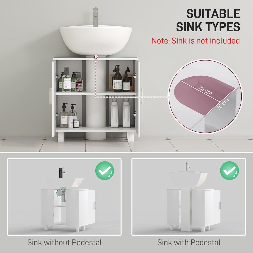 Bathroom Under Sink Cabinet For Basin Without Or With Pedestal High Gloss White