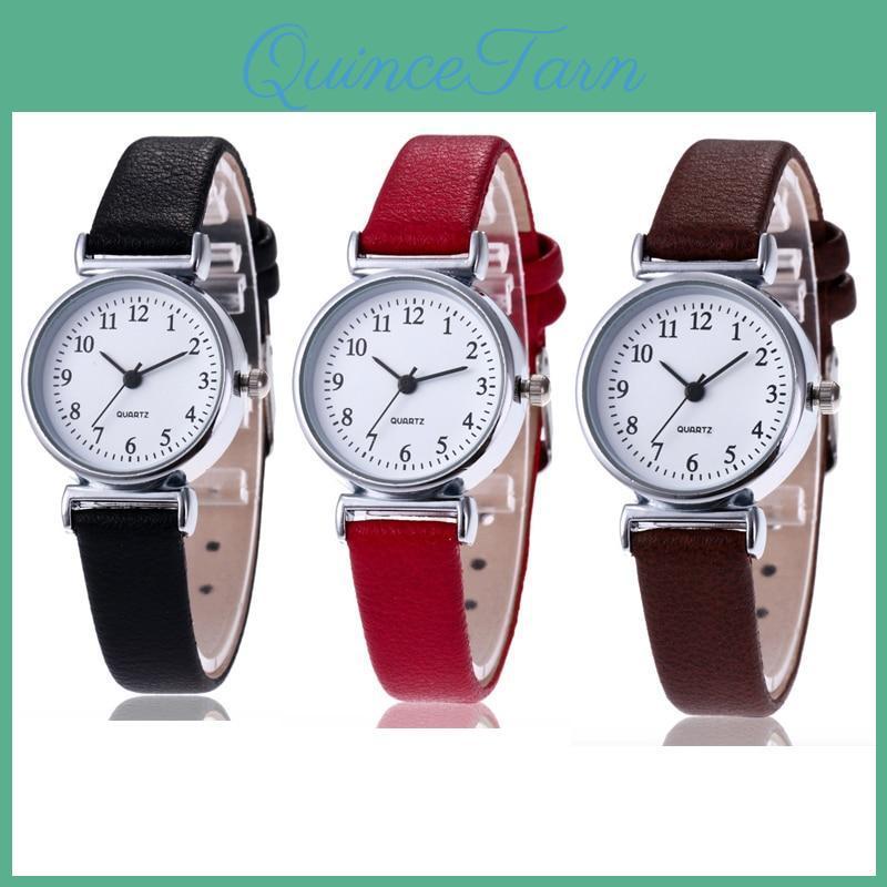 Classic Womens Casual Watches Top Quartz Leather Strap Band Watch Round Analog Clock Wrist Watches