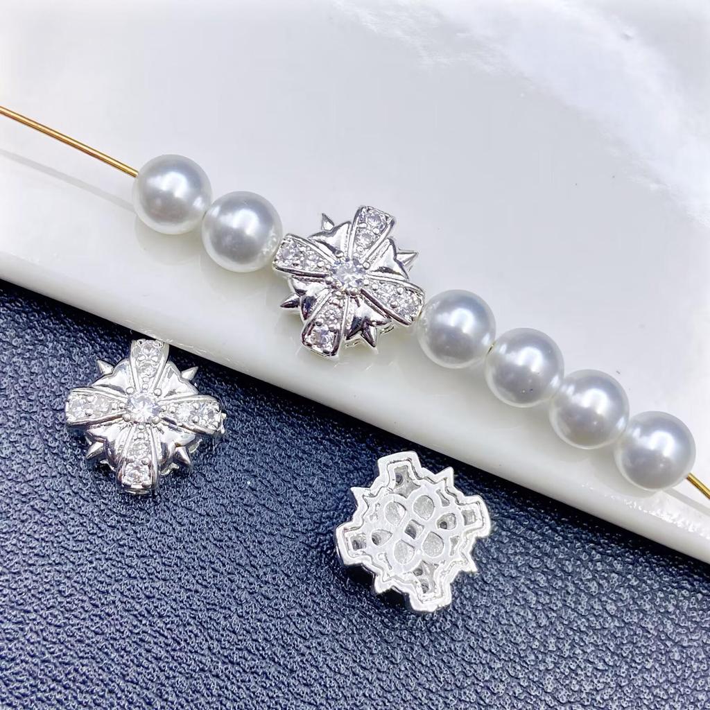 14k High-Color Retention Zircon Cross Spacer Beads for DIY Nail Art Accessories
