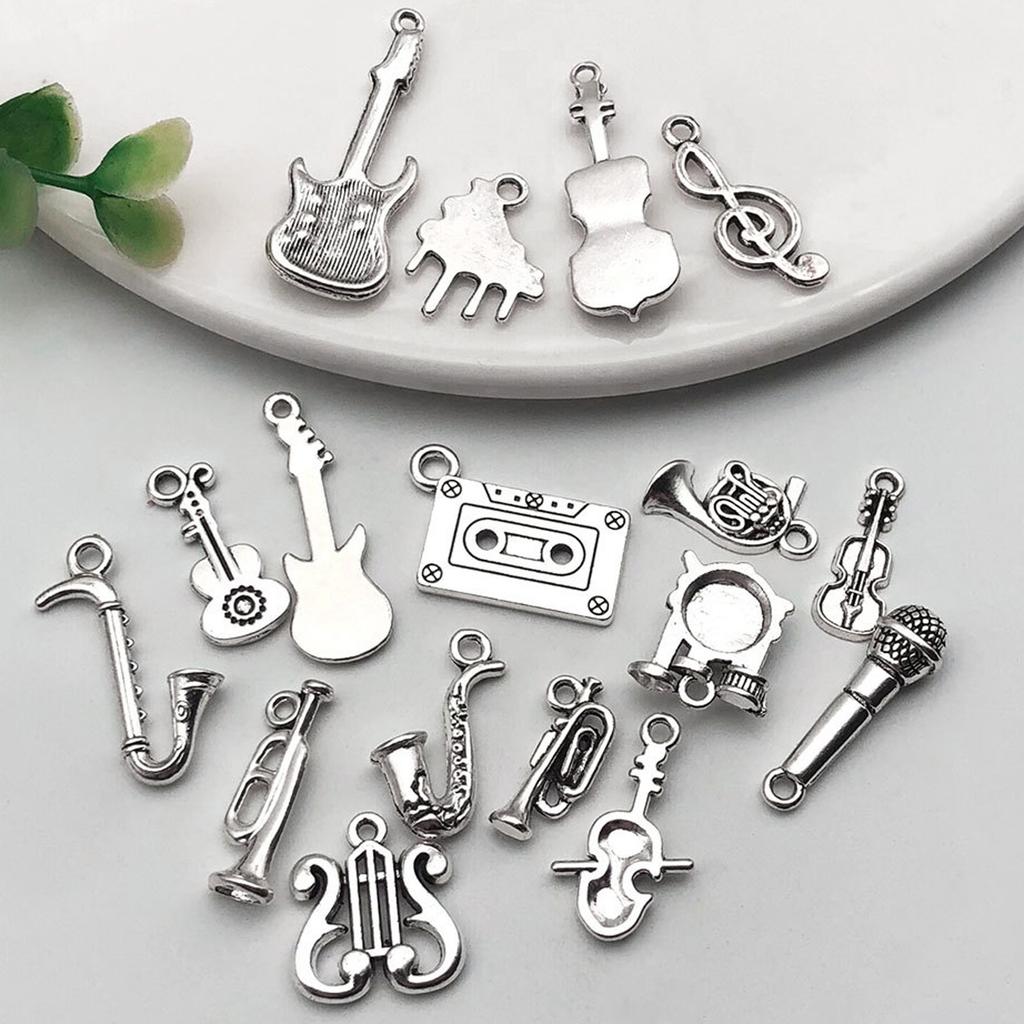 51 Pcs/Set Musical Instrument Pendant Retro Violin Pendant Music Charm Handmade Jewellery Accessories for Music Lovers