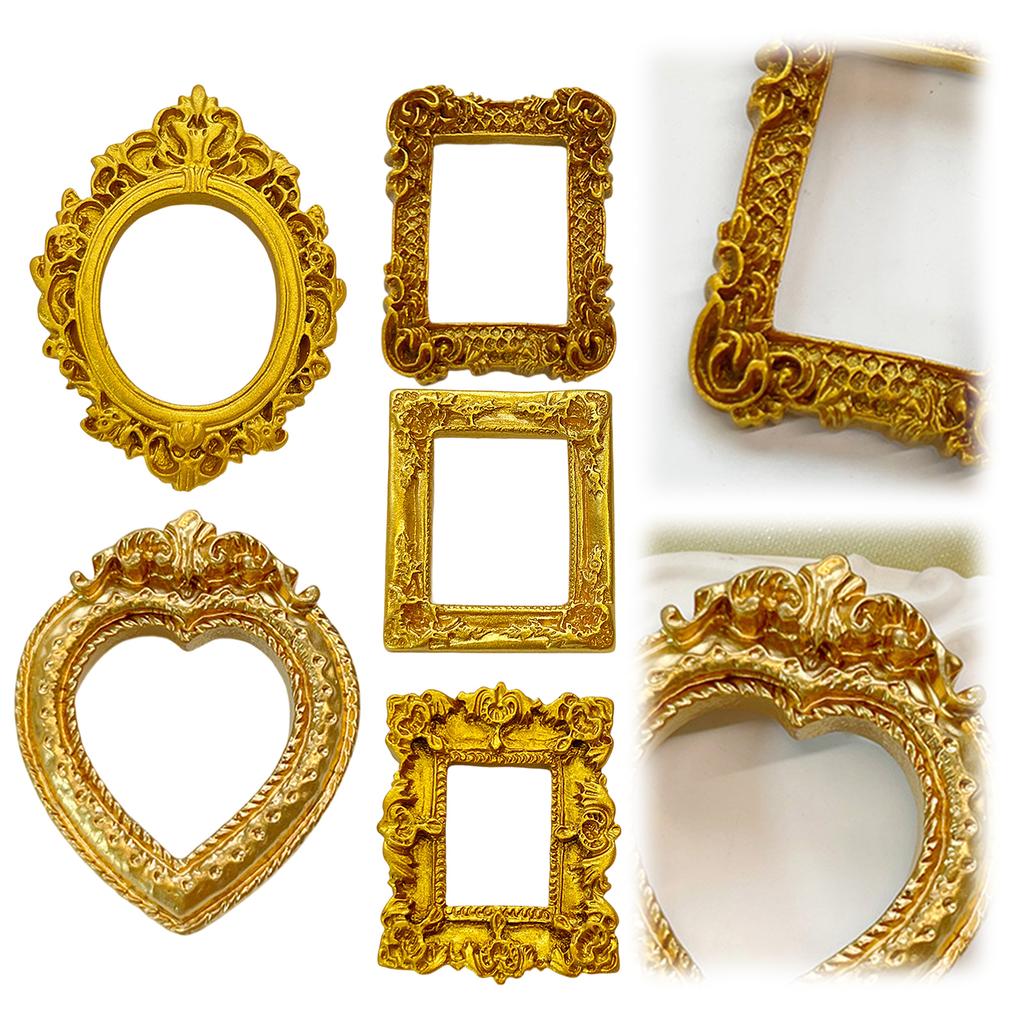 Pack of 10 Gold Small Baroque Style Picture Frames Miniature Picture Frames for Dollhouse Crafts Home Party Decoration