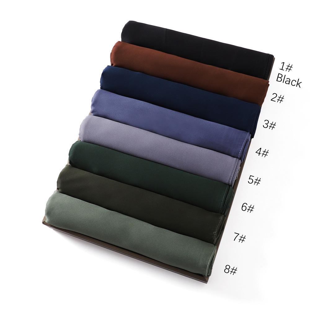 New Luxury Medine Silk Scarf For Women Muslim Plain Hijab Long Shawls Big Size Headscarf Wraps Islamic Turban Headband Bandana