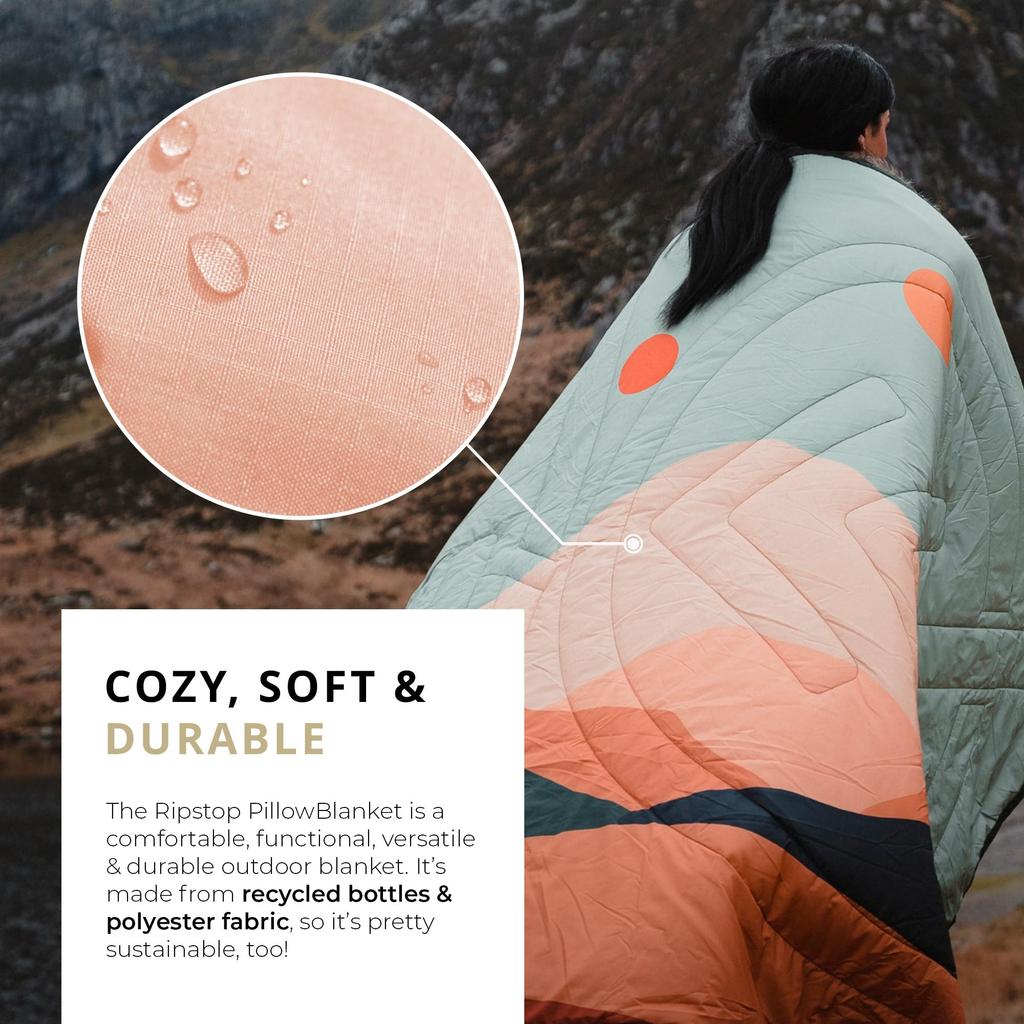 VOITED Outdoor Ripstop Pillow Blanket - Multipurpose InsulatedWaterproof Blanket for Camping, Hiking, PicnicsBeach