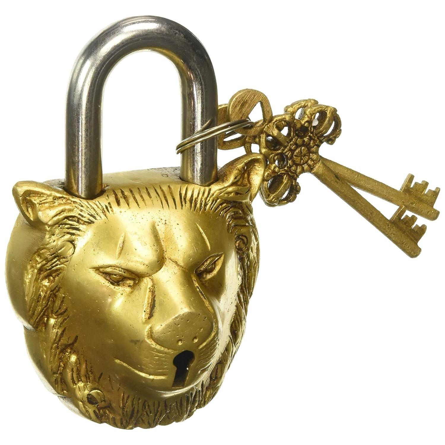 

Brass Padlock Lion King : Antique Design Door Lock
