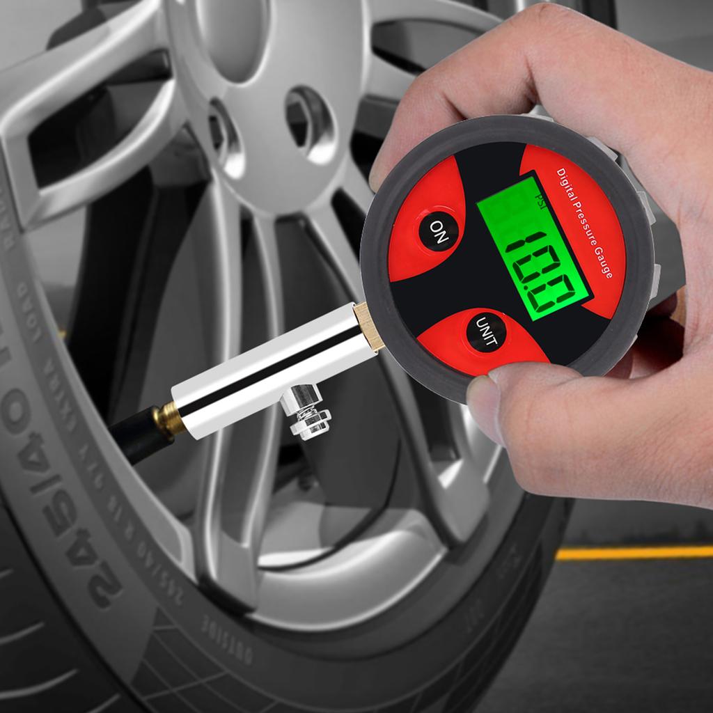 0~200PSI Digital Tire Pressure Gauge with Tyre Valve and Caps for Easy Testing and Reading