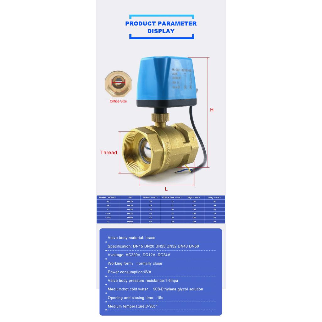 1/2" 3/4" 1" 2" Normalerweise geschlossen/offen Motorisiertes Kugelhahn 220V 12V 24V 2-Draht Messing Elektrisches Magnetventil DN15 DN20 DN25 DN32