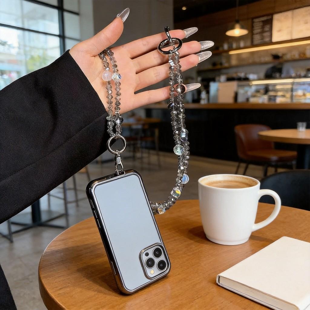 Elegant Crystal Star Phone Strap With Pvc Chain For Women And Men