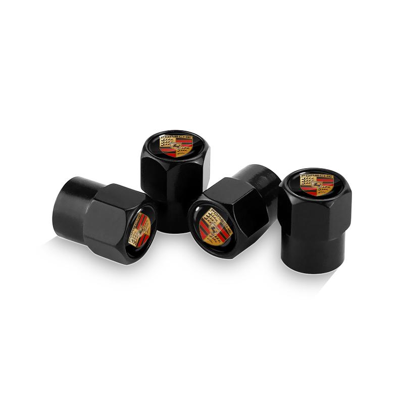 4pcs Automobile Tire Metal Valve Cover Anti-leakage Cover For Porsche 911 Cayenne Panamera Macan Boxster Carrera-GT 928 944 918-Spyder 968