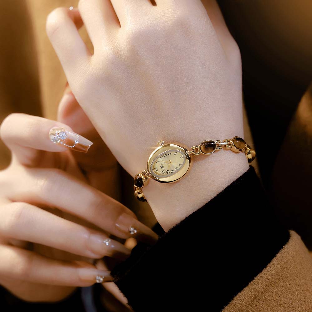 Luxury Women Watches Natural Color Jade Bracelet Quartz Women's Wristwatch Oval Small Dial Fashion Dress Watch Gifts NEW