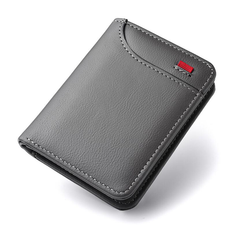 Men's Ultra-Thin Solid Color Fashion Wallet PU Leather Short Coin Purse Multiple Card Slots Two-Fold Card Holder