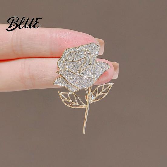 Decorative Bag Pin Women Brooch High-Gloss Rhinestone Inlay Sparkling Rose