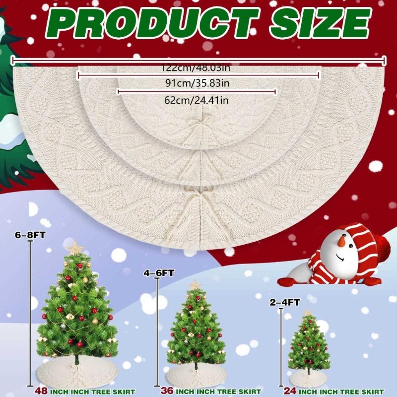 Adjustable Size Christmas Tree Base Rings Handmade White Tree Skirt Elegant Tree Stadn Skirt for Festival Decors