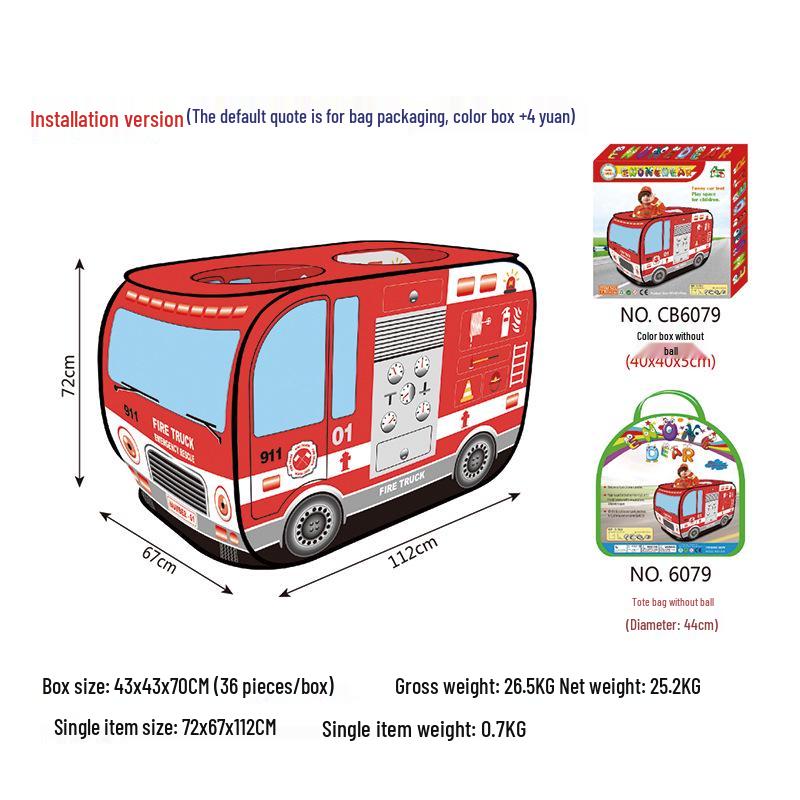Kids' Police Car & Fire Truck Play Tent - Indoor/Outdoor Foldable Playhouse